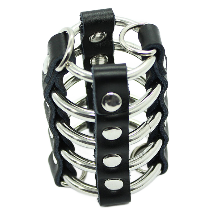 ohmama-fetish---jaula-pene-con-anillas-metalicas-y-correas-piel-0