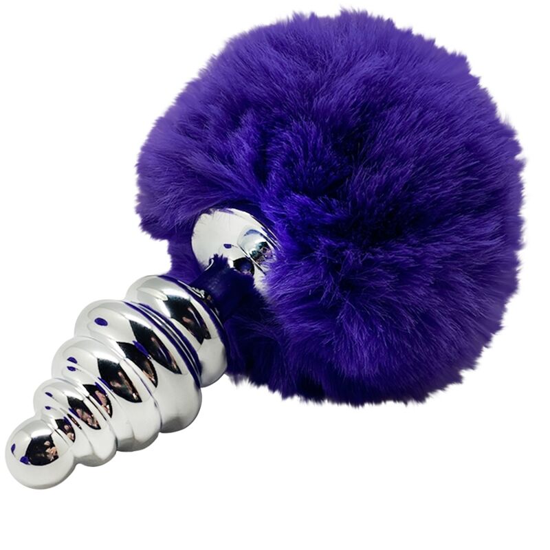 alive---anal-pleasure-plug-espiral-metal-pompon-violeta-oscuro-talla-s-0