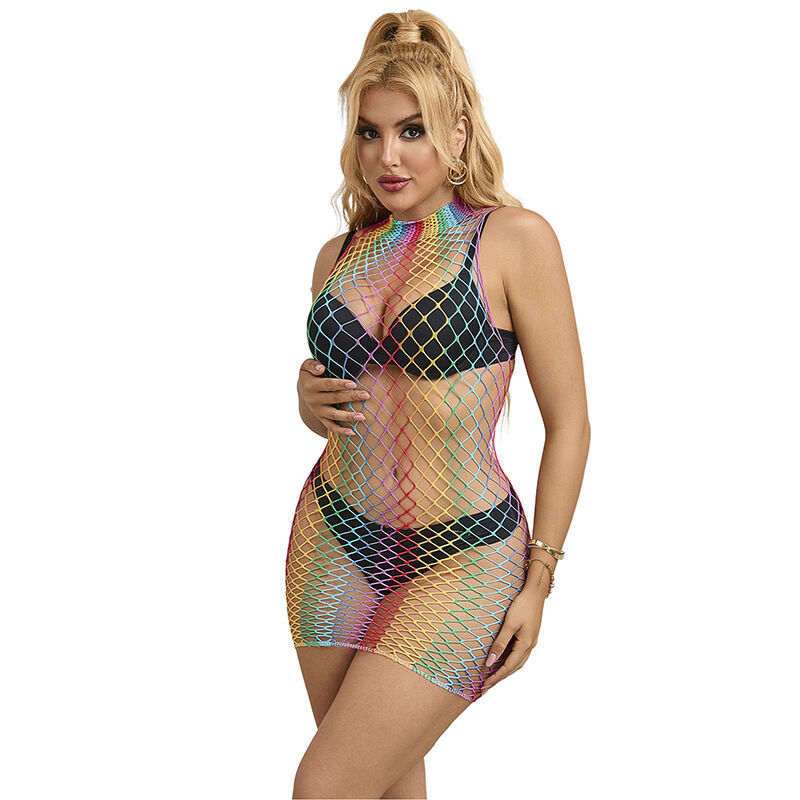 subblime---952433-vestido-de-rejilla-sin-mangas-con-cuello-alto-arcoiris-talla-Única-0