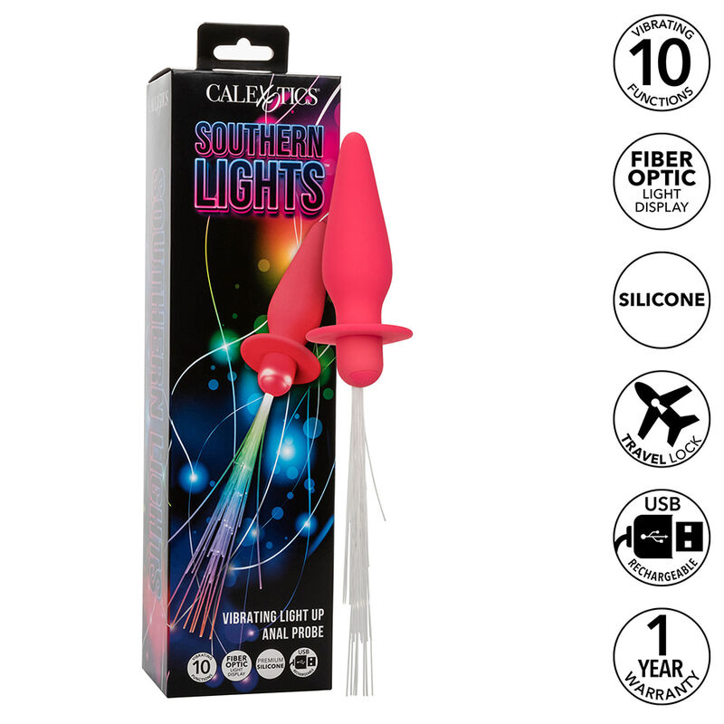 calexotics---southern-lights-light-up-plug-anal-con-luces-10-vibraciones-silicona-rosa-0