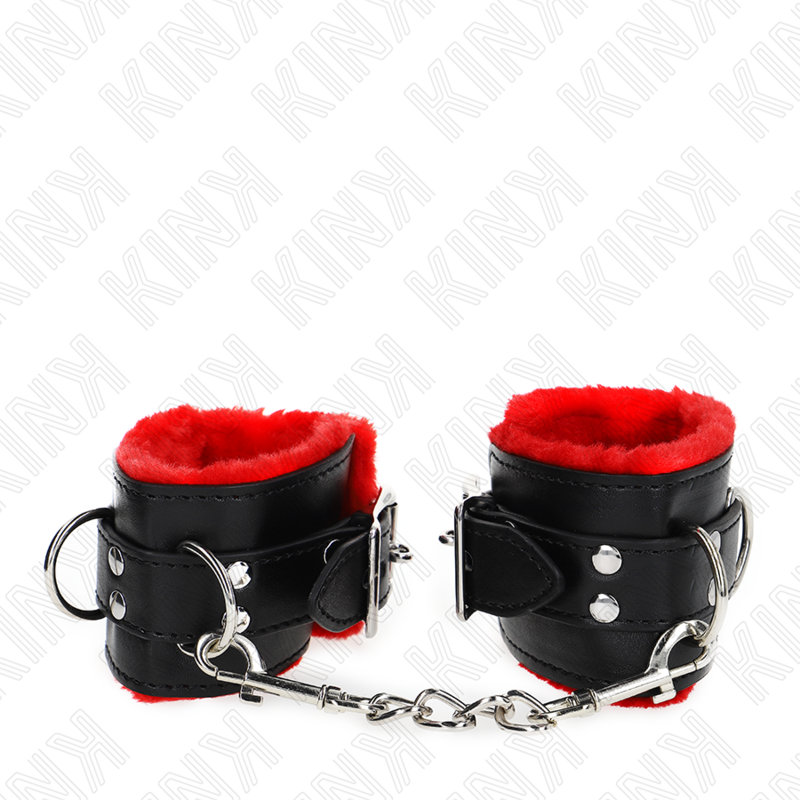 kink---muÑequeras-forradas-con-agujeros-cuadrados-rojo-y-correa-negro-ajustable-17-29-cm-x-6-cm-2