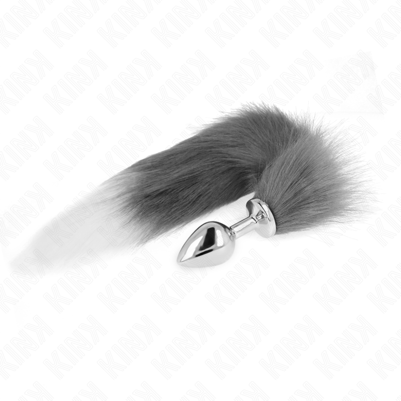 kink---plug-anal-talla-m-8-x-3.5-cm-con-cola-sintÉtica-40-cm-plateado-y-blanco-0