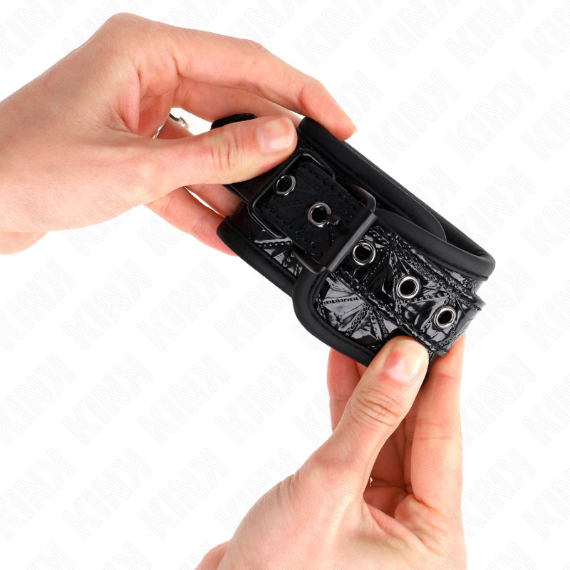 kink---muÑequeras-con-patrÓn-de-diamantes-negro-ajustable-17-26-cm-x-5.5-cm-2