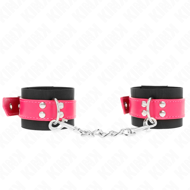 kink---muÑequeras-de-nylon-negro-con-correa-polipiel-fuscia-ajustable-19-29-cm-x-5.1-cm-0