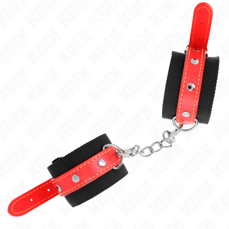 kink---muÑequeras-de-nylon-negro-con-correa-polipiel-rojo-ajustable-19-24-cm-x-5.5-cm-1