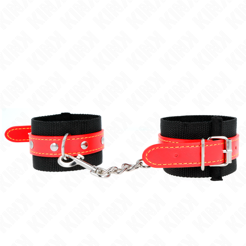 kink---muÑequeras-de-nylon-negro-con-correa-polipiel-rojo-ajustable-19-24-cm-x-5.5-cm-0