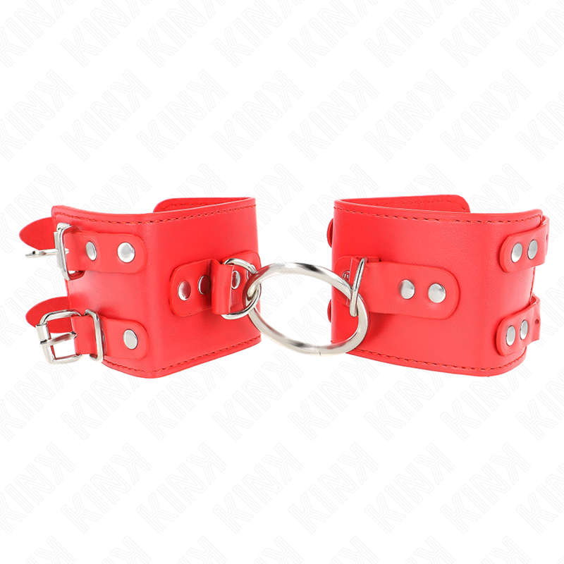 kink---muÑequeras-fijas-con-anilla-y-tachuelas-rojo-ajustable-17-22-cm-x-6.5-cm-0