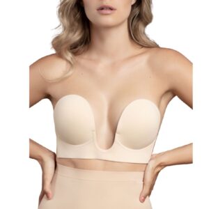 Bye-bra - sujetador sin asas en u beige copa a