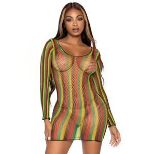 Leg avenue - minivestido de red rastas talla unica