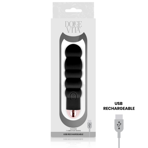 Dolce vita - vibrador recargable six negro 7 velocidades