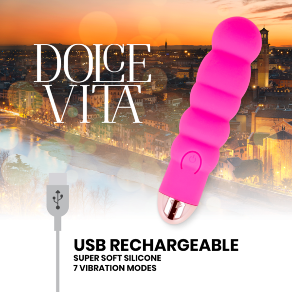 Dolce vita - vibrador recargable six rosa 7 velocidades