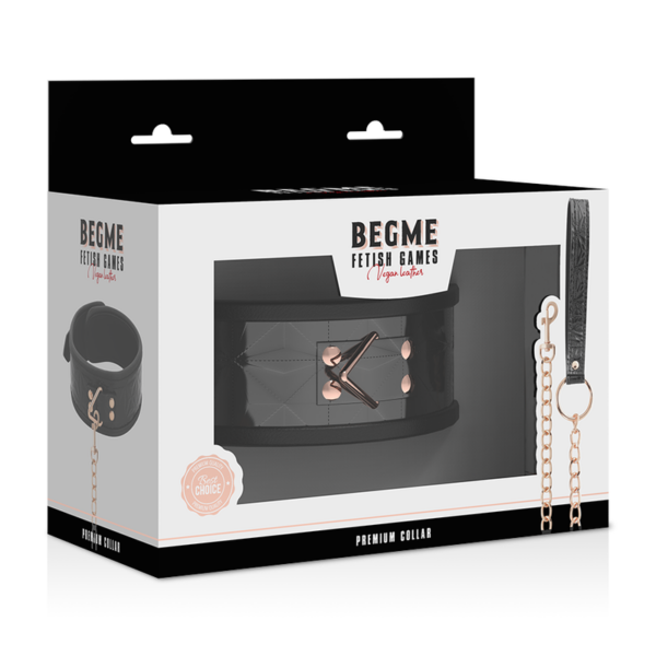 Begme - black edition collar cuero vegano con forro de neopreno