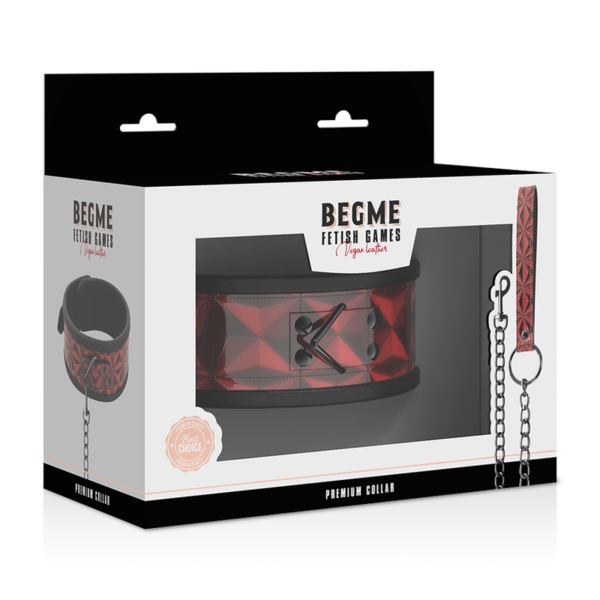 Begme - red edition collar cuero vegano con forro de neopreno