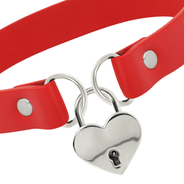 Coquette chic desire - collar cuero vegano rojo accesorio corazÓn con llave
