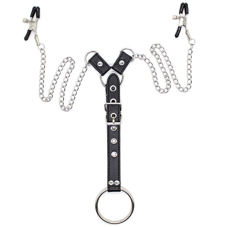 Ohmama fetish - pinzas pezones con cadenas y anillo pene