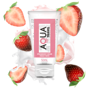 Aqua travel - lubricante base agua sabor fresa y nata - 50 ml