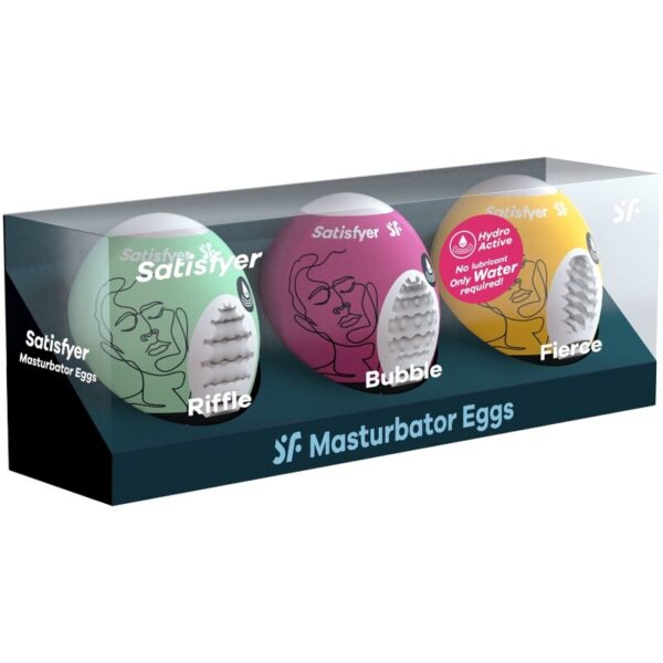 Satisfyer - 3 huevos masturbadores riffle, bubble & fierce