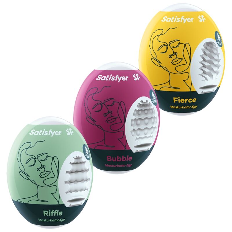 Satisfyer - 3 huevos masturbadores riffle, bubble & fierce
