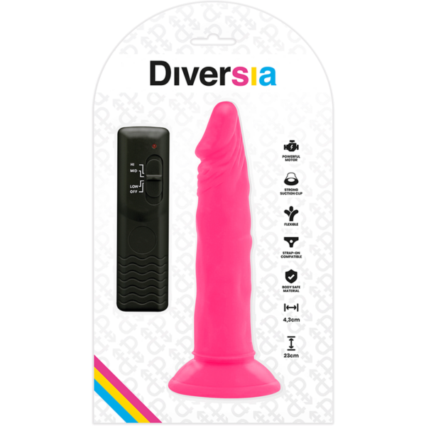Diversia - dildo flexible con vibracion rosa 23 cm -o- 4.3 cm