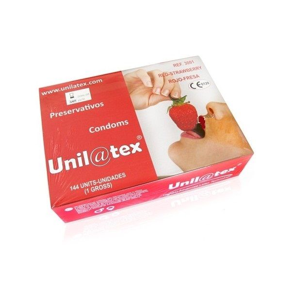Unilatex preservativos rojos/fresa 144 uds