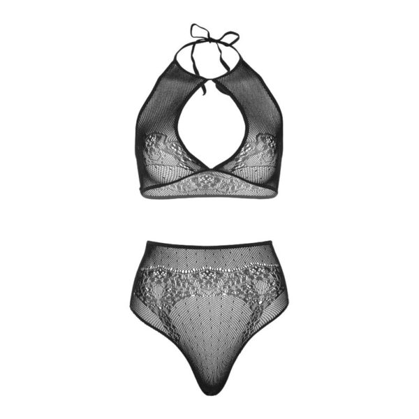 Leg avenue - set dos piezas top corto cuello halter y tanga talla unica
