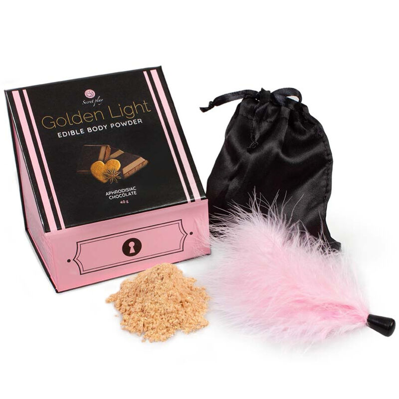 Secretplay - golden light kit polvos comestibles y pluma chocolate afrodisiaco