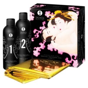 Shunga gel de masaje erotico cuerpo a cuerpo oriental fresas y champagne.