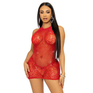 Leg avenue - mini vestido con pedrerÍa talla Única - rojo