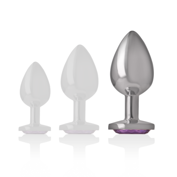 Intense - plug anal metal aluminio con cristal violeta talla l