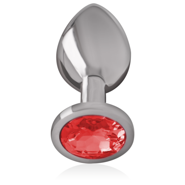 Intense - plug anal metal aluminio con cristal rojo talla s