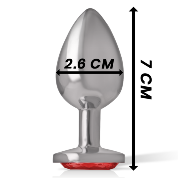 Intense - plug anal metal aluminio con cristal rojo talla s