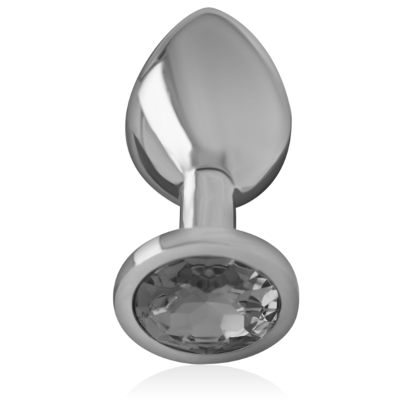 Intense - plug anal metal aluminio con cristal negro talla s