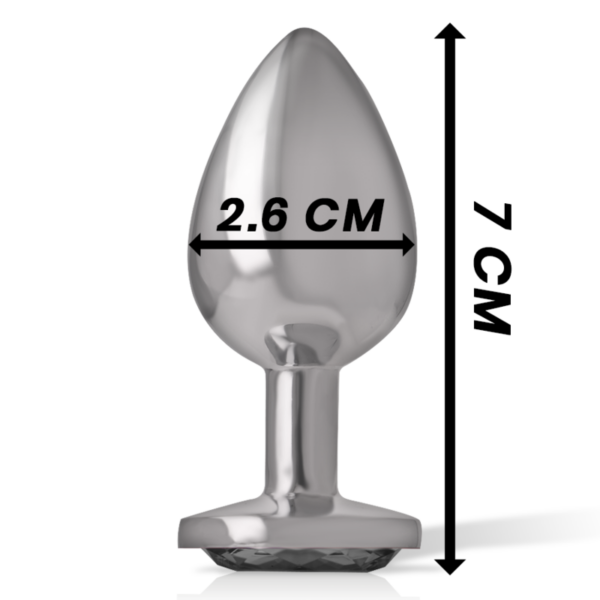 Intense - plug anal metal aluminio con cristal negro talla s