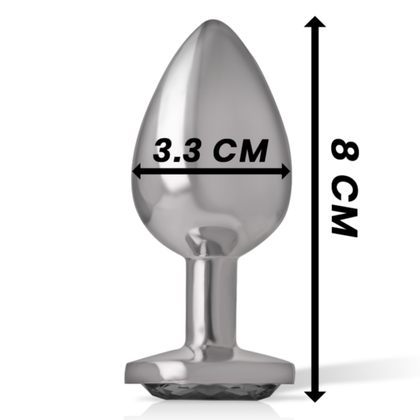 Intense - plug anal metal aluminio con cristal negro talla m