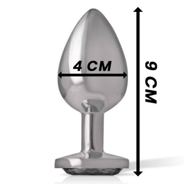 Intense - plug anal metal aluminio con cristal negro talla l