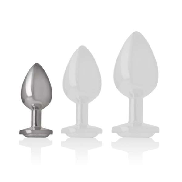 Intense - plug anal metal aluminio con cristal plata talla s