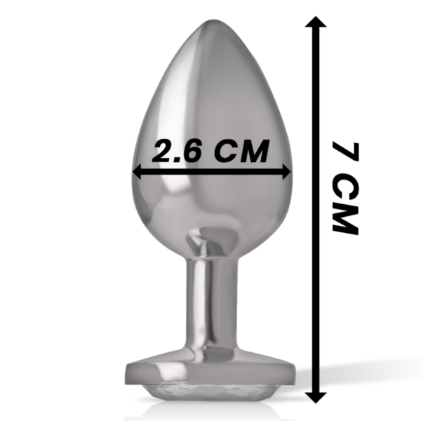 Intense - plug anal metal aluminio con cristal plata talla s
