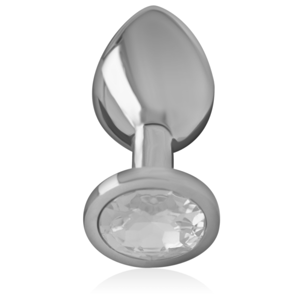 Intense - plug anal metal aluminio con cristal plata talla l