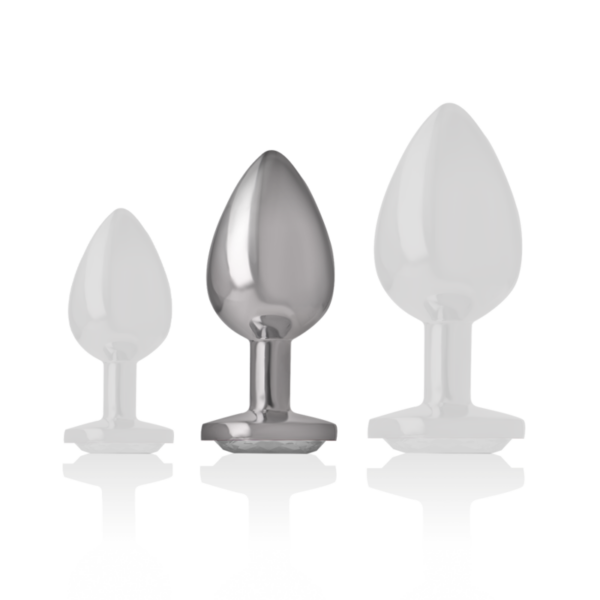 Intense - plug anal metal aluminio con cristal plata talla m