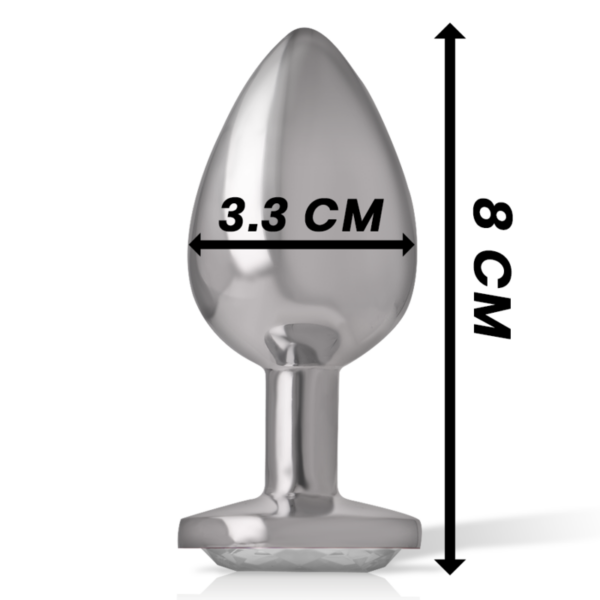 Intense - plug anal metal aluminio con cristal plata talla m