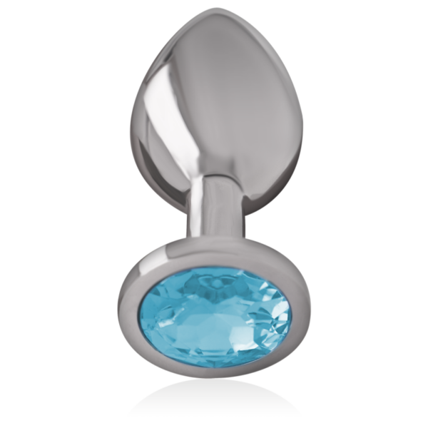 Intense - plug anal metal aluminio con cristal azul talla s