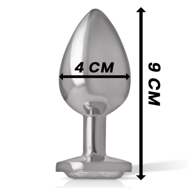Intense - plug anal metal aluminio con cristal plata talla l