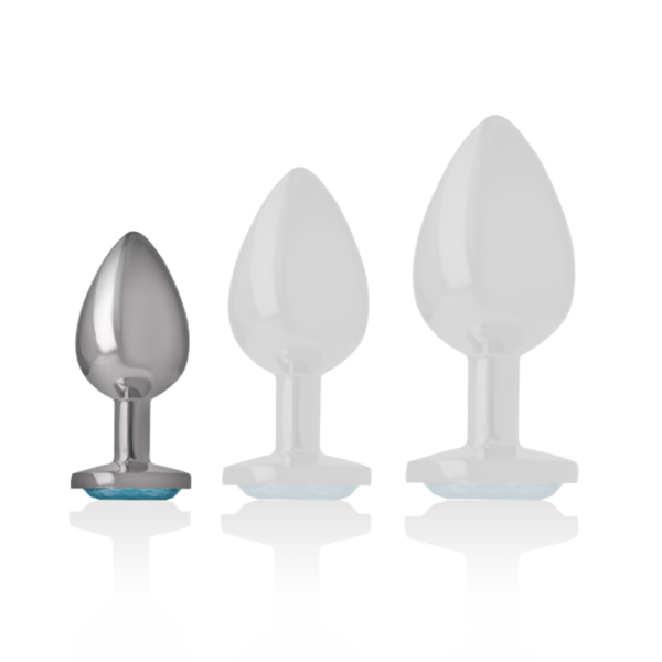 Intense - plug anal metal aluminio con cristal azul talla s