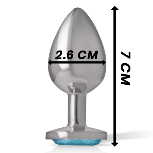 Intense - plug anal metal aluminio con cristal azul talla s