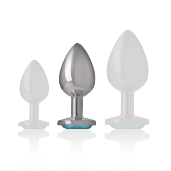 Intense - plug anal metal aluminio con cristal azul talla m