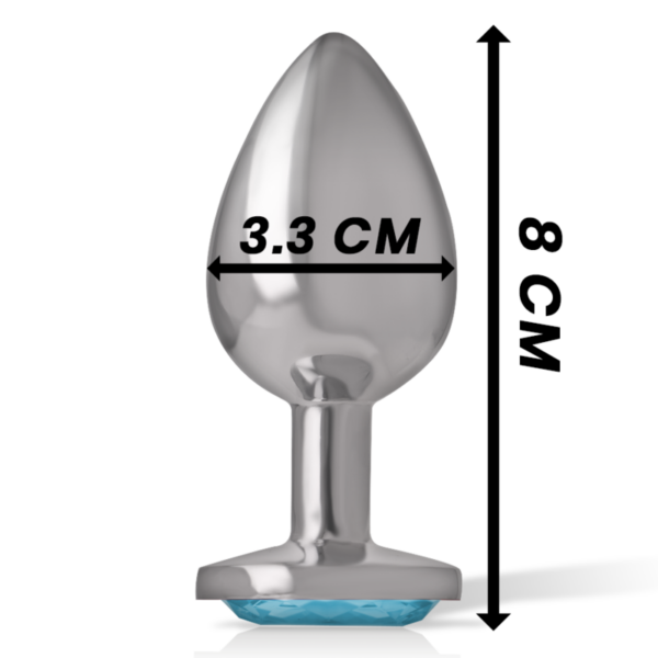 Intense - plug anal metal aluminio con cristal azul talla m