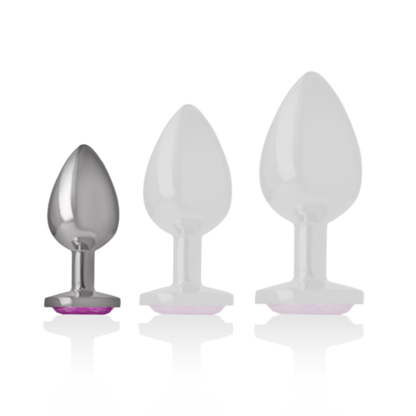 Intense - plug anal metal aluminio con cristal rosa talla s