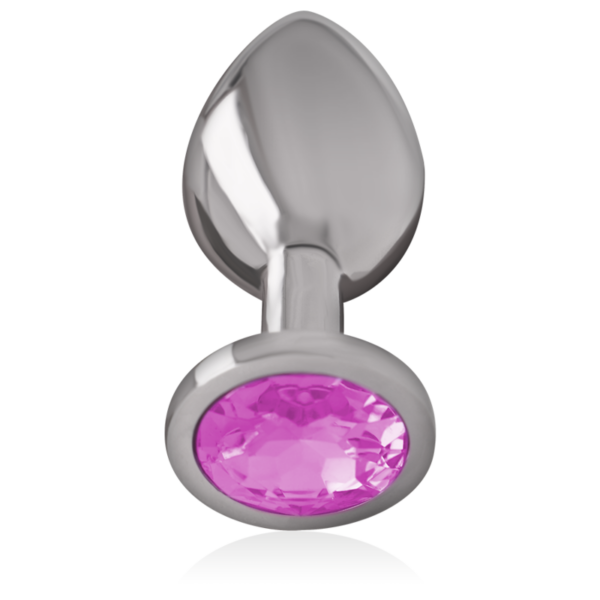 Intense - plug anal metal aluminio con cristal rosa talla m
