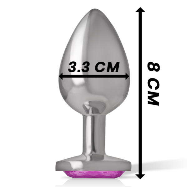 Intense - plug anal metal aluminio con cristal rosa talla m