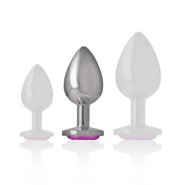 Intense - plug anal metal aluminio con cristal rosa talla m